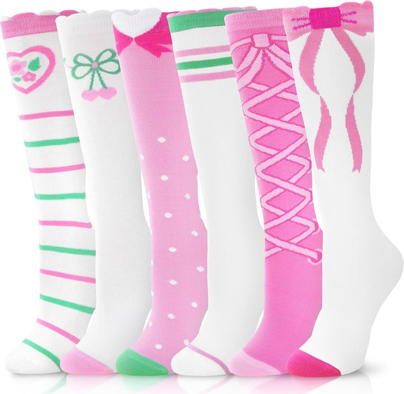 ANTSANG Kids Girls Knee High Socks Long Boot Crazy Silly Fun Gift Cute Tall Animal Socks for Child 6 Pairs - Image 1